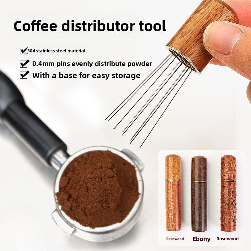 Coffee Tamper Leveler - ที่กดผงกาแฟสแตนเลส ไม้ สำหรับเอสเพรสโซ พร้อมที่คนผงกาแฟ ปรับระดับ กระจายผงกาแฟ