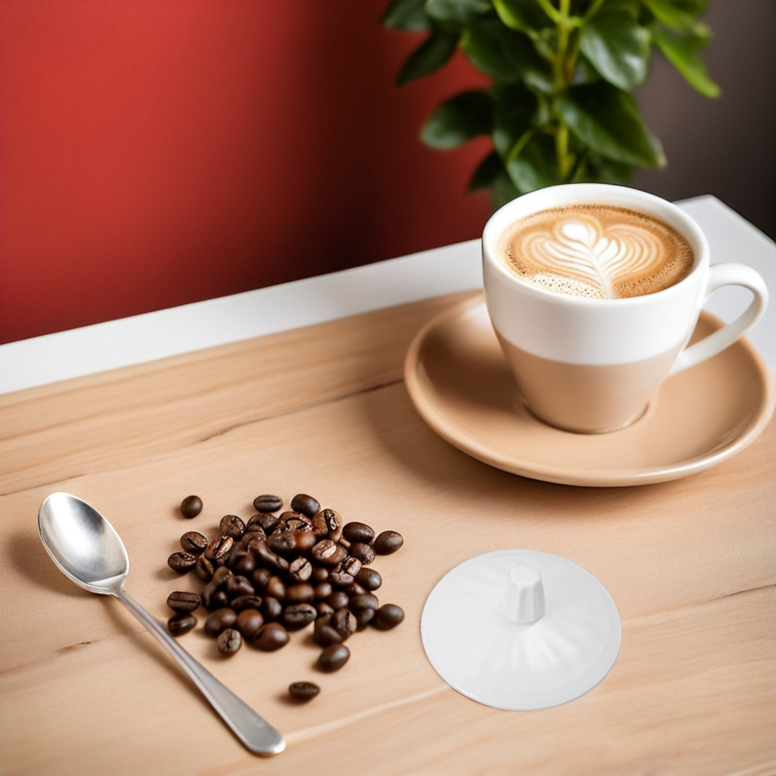 Coffee Tea Replacement - 2 ชิ้น ฝาปิดแก้วพอร์ซเลน ฝาครอบแก้วเซรามิกสีขาวสำหรับกาแฟ ชา ทนความร้อน