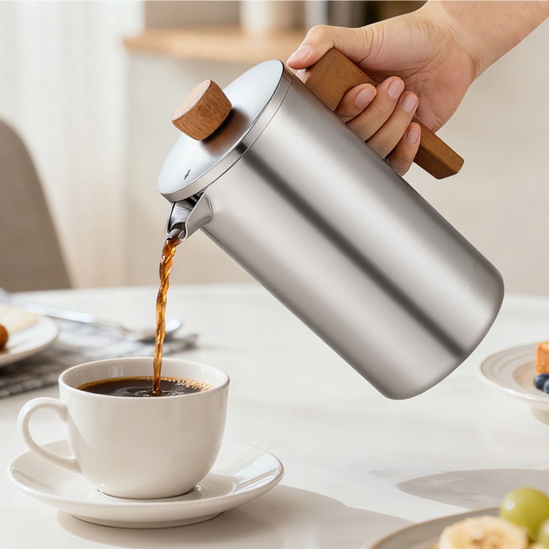 หม้อเฟรนช์เพรสสแตนเลส JUSTINLA - Coffee Tea Maker บทวิจารณ์และราคา