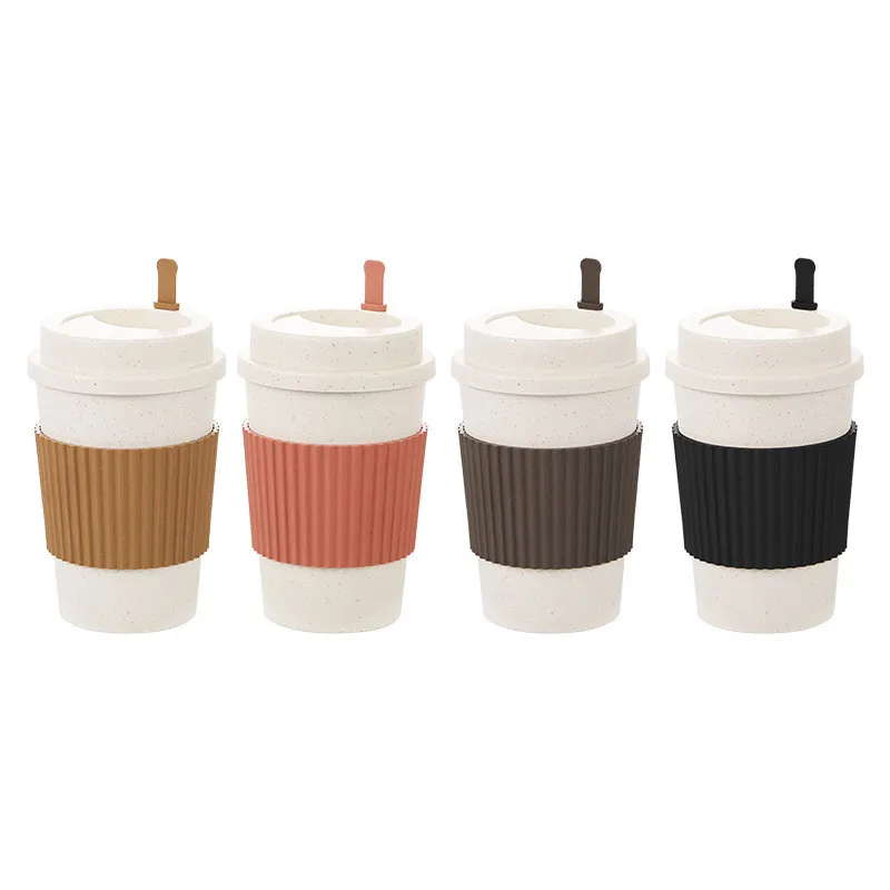 450ML ถ้วยกาแฟพร้อมฝาปิดฟางข้า - Coffee Tea Pictures บทวิจารณ์และราคา