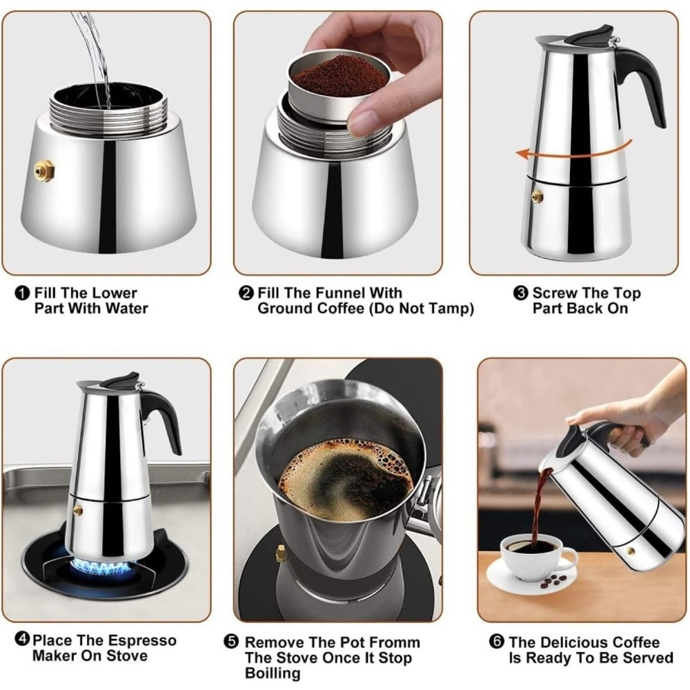 หม้อกาแฟมอคค่าสแตนเลสพร้อมถ้วย - Coffee Tea Maker บทวิจารณ์และราคา